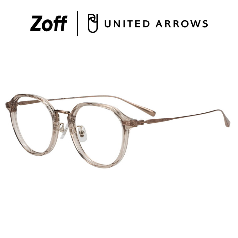 |Zoff UNITED ARROWS ボストン型 メガネ (ブラウン(クリア))[Casual] 眼鏡 伊達めがね 度付きレンズ交換 度あり 度なし メンズ ユニセックス おしゃれ ユナイテッドアローズ【ZO251020-42A1】【52□21-145】|