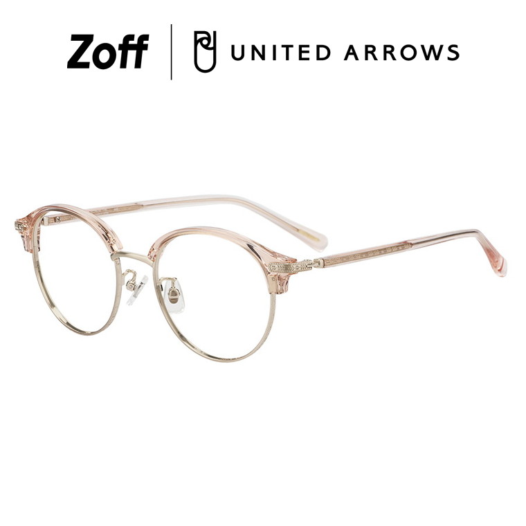 |Zoff UNITED ARROWS ボストン型 メガネ (ピンク(クリア))[Casual] サーモント 眼鏡 伊達めがね 度付きレンズ交換 度あり 度なし メンズ ユニセックス おしゃれ ユナイテッドアローズ【ZO251021-21A1】【51□19-145】|