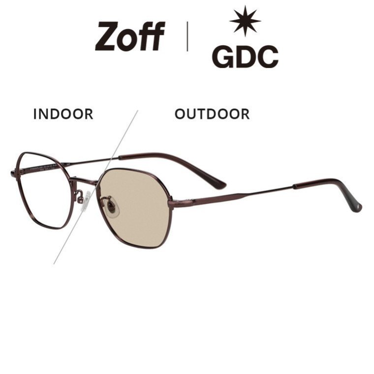 |【WEB限定】Zoff GDC ウェリントン型 調光サングラス (ブラウン) 紫外線で色が変わる 調光レンズ 紫外線対策 UVカット おしゃれ スタイリッシュ メンズ レディース【ZY252G08-43E1】【57□17-145】|