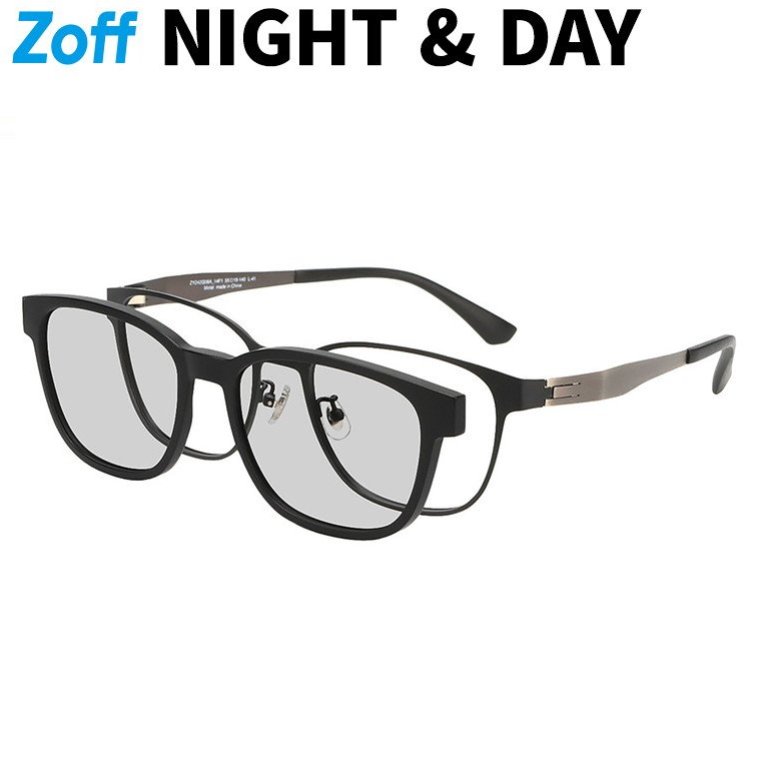 |ZY242G08_14F1_14F2【WEB限定】Zoff NIGHT & DAY ウェリントン型 2WAYメガネ・サングラス (偏光機能搭載) (ブラック(マット)) 度付き・度なし 紫外線対策 UVカット【55□18-140】|｜Zoff （ゾフ）　店