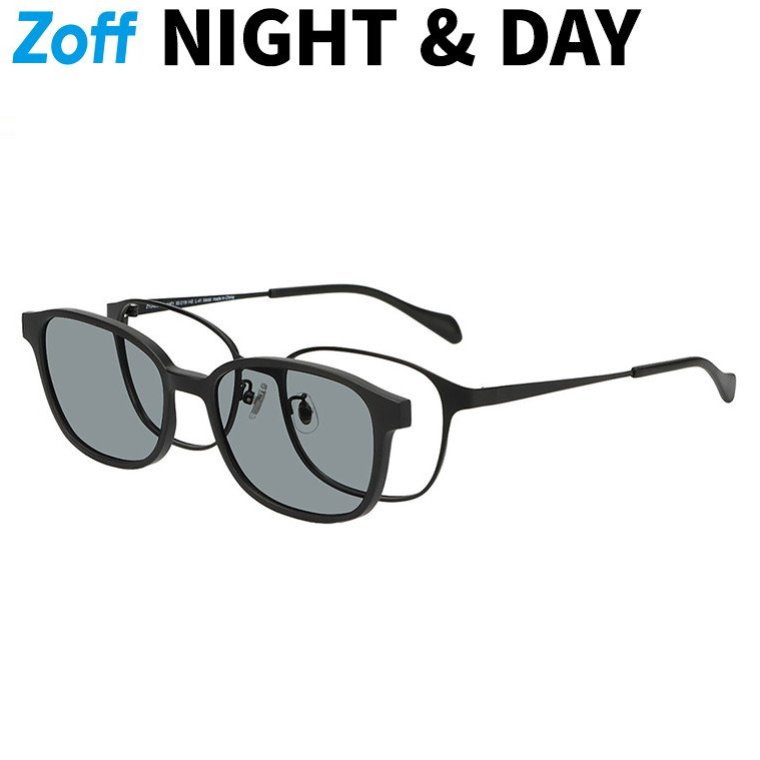 |ZY242G07_14F1_14F1【WEB限定】Zoff NIGHT & DAY ウェリントン型 2WAYメガネ・サングラス (偏光機能搭載) (ブラック(マット)) 度付き・度なし 紫外線対策 UVカット【55□18-142】|