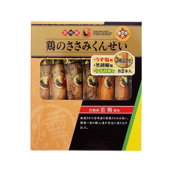 雲海物産 おつまみ 鶏のささみくんせい 3種詰合せ 168g(28gx6本)x5箱