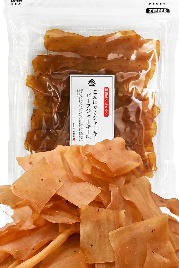 こんにゃくジャーキー 蒟蒻 群馬県産 こんにゃく 芋使用!/ ビーフジャーキー 味 ジャーキー こんにゃく こんにゃくチップス ( ピリッと黒胡椒が効いたオトナの おつまみ ) お菓子 珍味 千成商会 [ つまみ蔵 ] 80gx5袋