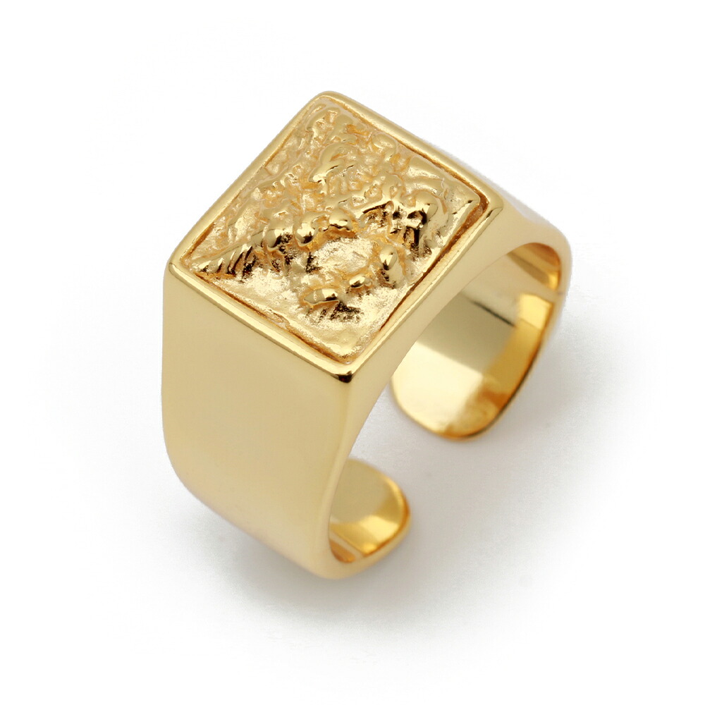 シルバー925 印台リング シンプル 幅広 ワイドリング スタンプリング シグネットリング 溶岩 18K GP gold ゴールド フリーサイズ 金属アレルギー対応 silver 銀 オープンリング おしゃれ 指輪｜zru 指輪専門店