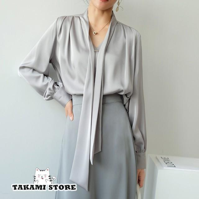 ボウタイブラウス シャツ ブラウス レディース トップス 長袖 白 大きいサイズ Vネック スーツ インナー オフィス 通勤服 きれいめ 春 秋