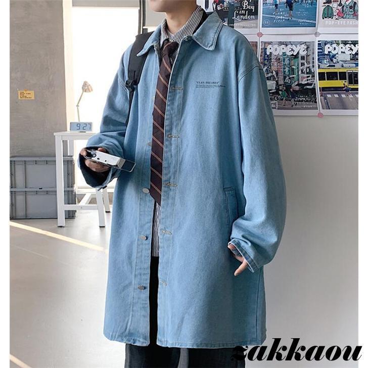 トレンチコート メンズ デニム ロングコート スプリングコート Ｐコート デニムトレンチコート アウター 通勤 春服 コート