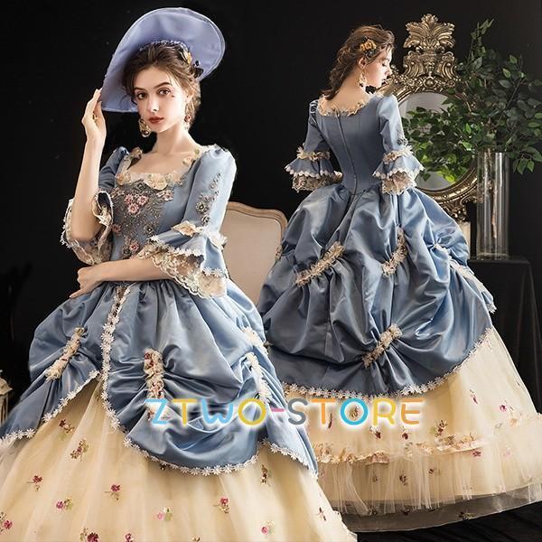 貴族 ドレス ステージ衣装 舞台衣装 オペラ声楽 中世貴族風 お姫様 宮廷 お嬢様 パーティー ファスナータイプ 演奏会用ロングドレス 刺繍 フリル 長袖 Aライン｜Ztwo店 16,183円