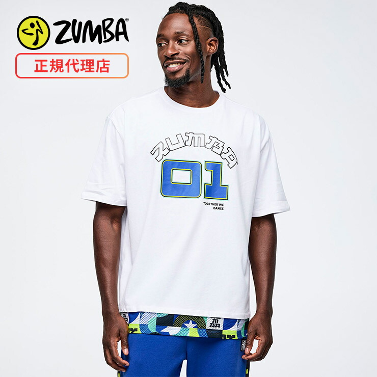 ZUMBA ズンバ 正規品 ウェア メンズ Tシャツ 半袖 裾レイヤード ロゴ アジアン エクササイズ フィットネス ジム スポーツ ダンス ヨガ ウェア ズンバウェア ホワイト S1