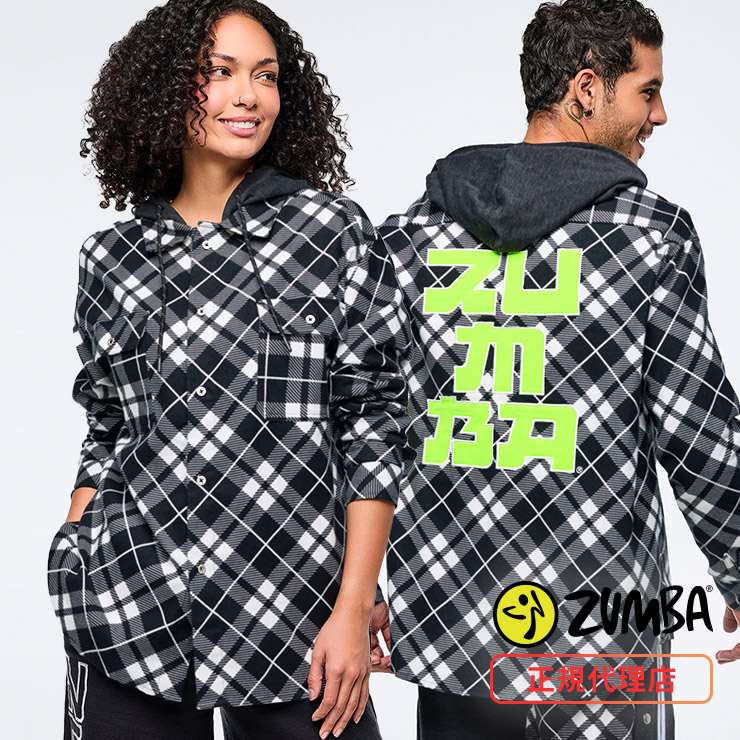 ZUMBA ズンバ 正規品 ウェア ユニセックス シャケット フード付 チェック 羽織 アジアン ロゴ 蛍光 ネオン エクササイズ フィットネス ジム スポーツ ダンス ヨガ ウェア ズンバウェア ブラック/ホワイト S1 12,210円