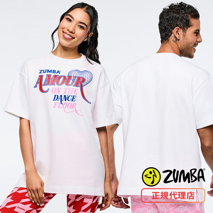 ZUMBA ズンバ 正規品 ウェア ユニセックス トップス 半袖 スウェット 薄手 グラフィック ロゴ ハート バレンタイン オーバーサイズ エクササイズ フィットネス ジム スポーツ ダンス ヨガ ウェア ズンバウェア ホワイト SV 8,360円