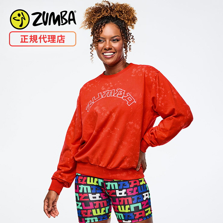 ZUMBA ズンバ 正規品 ウェア レディース トップス スウェット 長袖 アジアンテイスト ロゴ エクササイズ フィットネス ジム スポーツ ダンス ヨガ ウェア ズンバウェア レッド S1