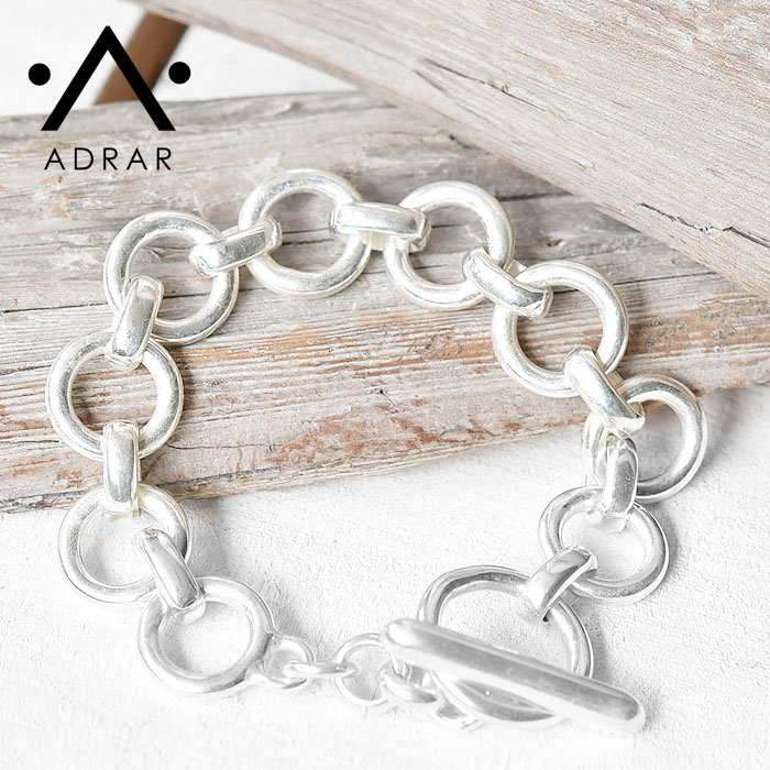 【LEE VERY Oggi 雑誌掲載】≪ADRAR≫ アドラル ボリューム サークル チェーン ブレスレット 太め マンテル シルバー Circle Link Chain Bracelet (Silver) レディース ギフト ラッピング