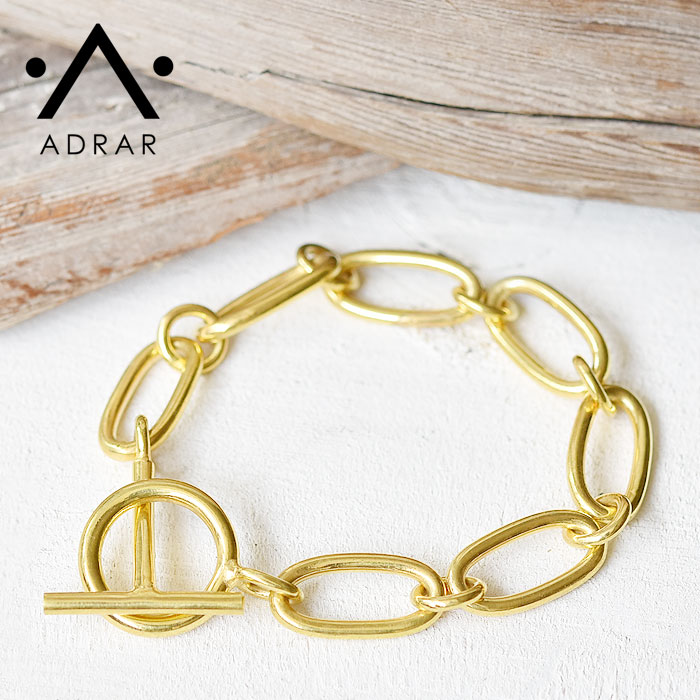 【VERY CLASSY 雑誌掲載】【待望の最新作】≪ADRAR≫ アドラル ボリューム レクタングル チェーン ブレスレット 太め マンテル ゴールド Rectangle Link Chain Bracelet (Gold) レディース ギフト ラッピング 12,496円