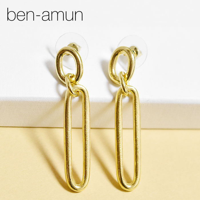 【VERY STORY CLASSY 雑誌掲載】【再入荷】≪BEN-AMUN≫ ベンアムン 楕円形 チェーン ゴールド スタッズ ピアス ゴールド Chain Earrings (Gold) レディース｜ZUTTOHOLIC