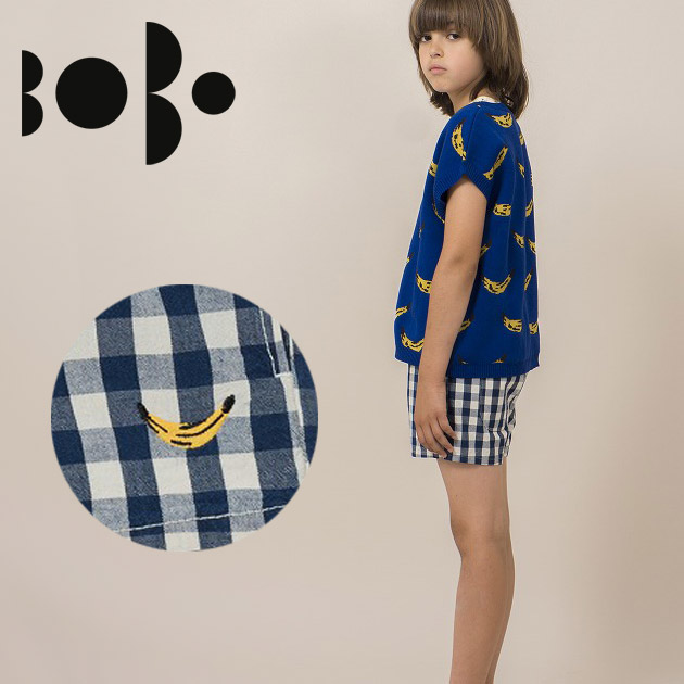 激安単価で 6歳 7歳 Bobo Choses ボボショーズバナナ 刺繍 ブルー ショート パンツ ブロックチェック 柄 Banana Tennis Shorts ベビー キッズ 女の子 第1位獲得 Lexusoman Com