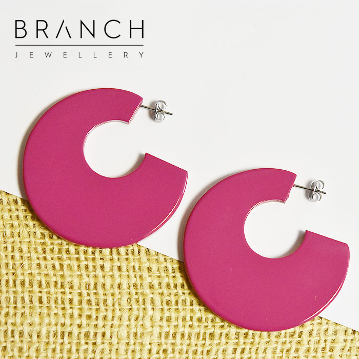 ≪Branch Jewellery≫イエローからし 天然角 ホーンフープピアス SYMPATHY OF SOUL（シンパシーオブソウル） Plain Hoop Pierce