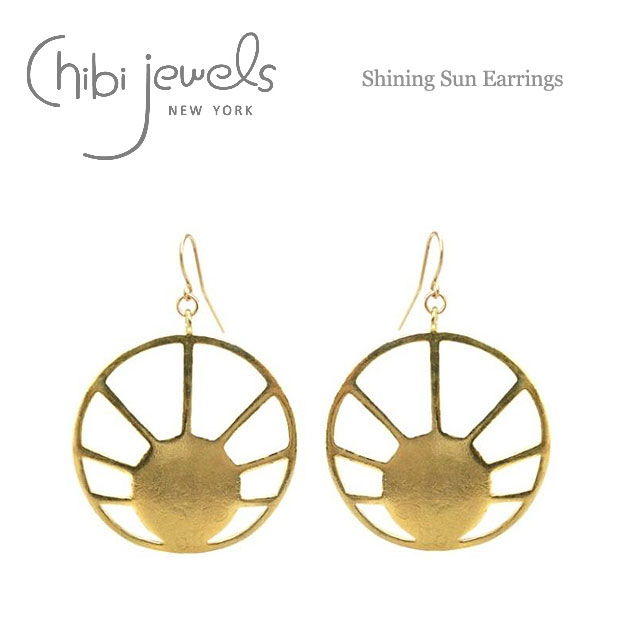 【再入荷】≪chibi jewels≫ チビジュエルズ 太陽 モチーフ サークル フック ピアス ライジングサン Shining Sun Earrings (Gold) レディース ギフト ラッピング
