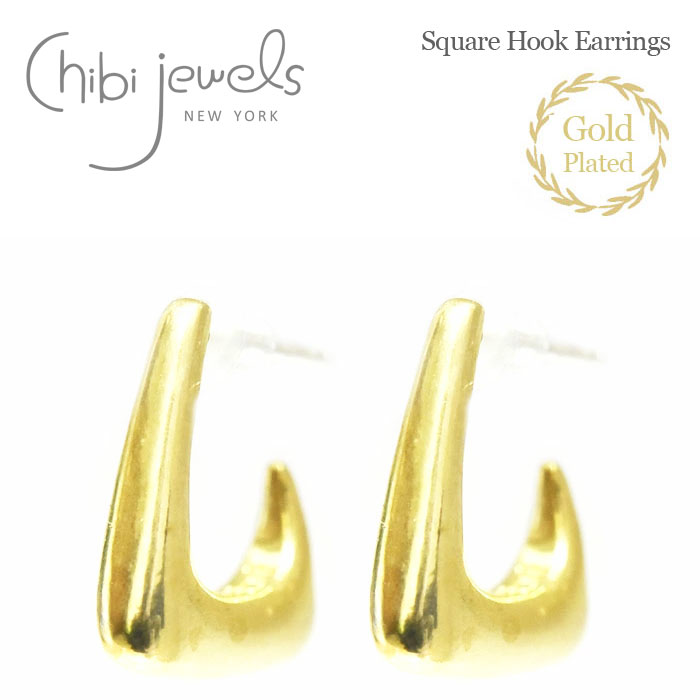 【GISELe 雑誌掲載】【再入荷】≪chibi jewels≫ チビジュエルズ スクエア ゴールド フープ ピアス 14金仕上げ Square Hook Earrings (Gold) レディース ギフト ラッピング｜ZUTTOHOLIC