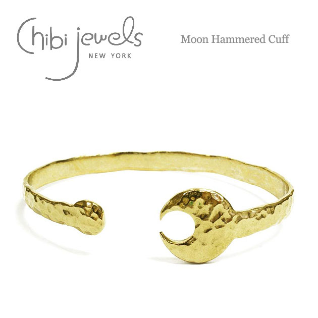 【再入荷】≪chibi jewels≫ チビジュエルズ 月 ムーン モチーフ C型 バングル Moon Hammered Cuff (Gold) レディース ギフト ラッピング