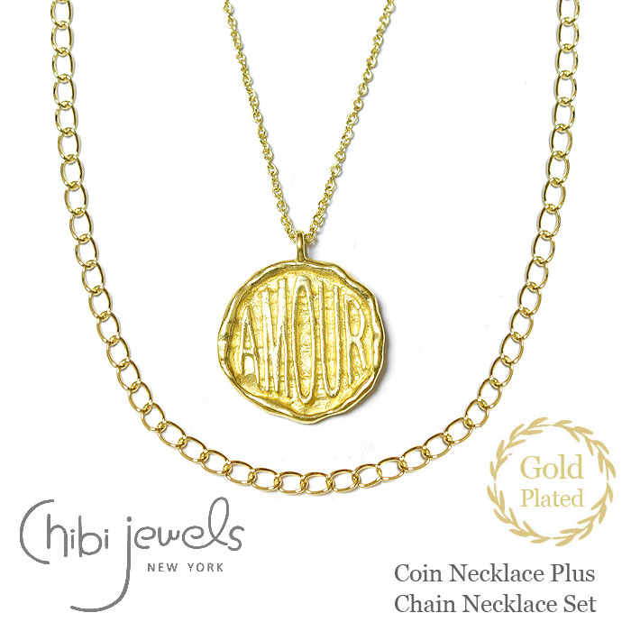 ≪chibi jewels≫ チビジュエルズ 選べる 5WAY レイヤード ネックレス 2本セット チェーン 重ねづけ ロゴ 聖母 マリア メダイ ロング コインネックレス ゴールド 14金仕上げ (Gold) レディース ギフト｜ZUTTOHOLIC