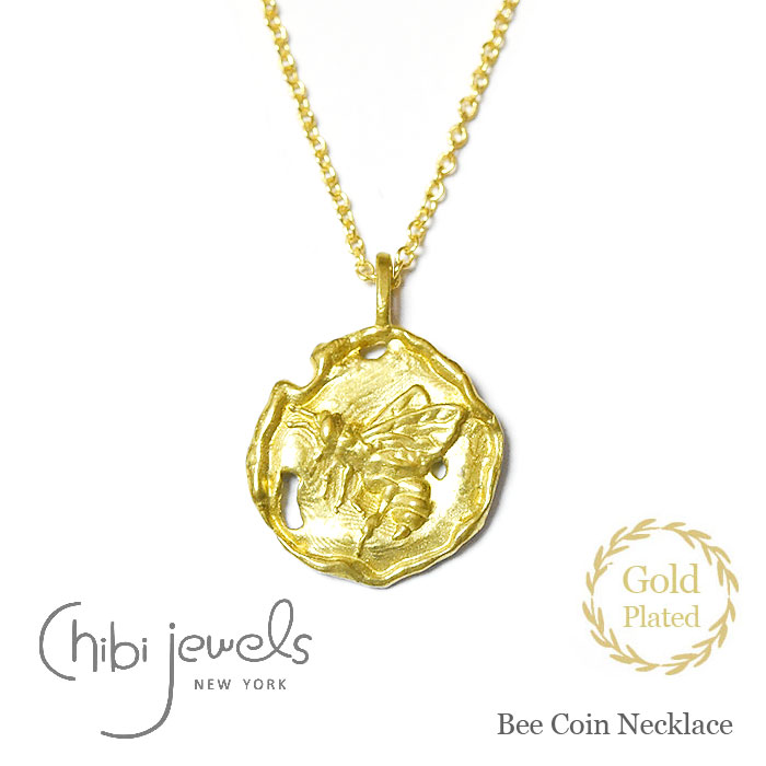 【CLASSY 雑誌掲載】【再入荷】≪chibi jewels≫ チビジュエルズ モロッコ 蜂 ハチ モチーフ コインネックレス メダリオン ネックレス コイン 14金仕上げ Bee Coin Necklace (Gold) レディース ギフト ラッピング