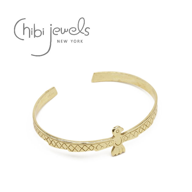 【CLASSY 雑誌掲載】【ランキング入賞】【再入荷】≪chibi jewels≫ チビジュエルズ ボヘミアン 鳥 モチーフ ネイティブ バード C型 バングル Native Bird Cuff (Gold)