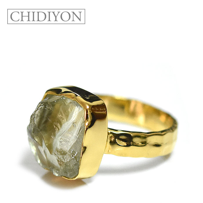 【再入荷】≪CHIDIYON≫ チディヨン 天然石 大粒 グリーン アメジスト プラシオライト 緑水晶 ゴールド リング パワーストーン 鉱物女子 鉱石 Gemstone Ring (Green Amethyst) レディース ギフト