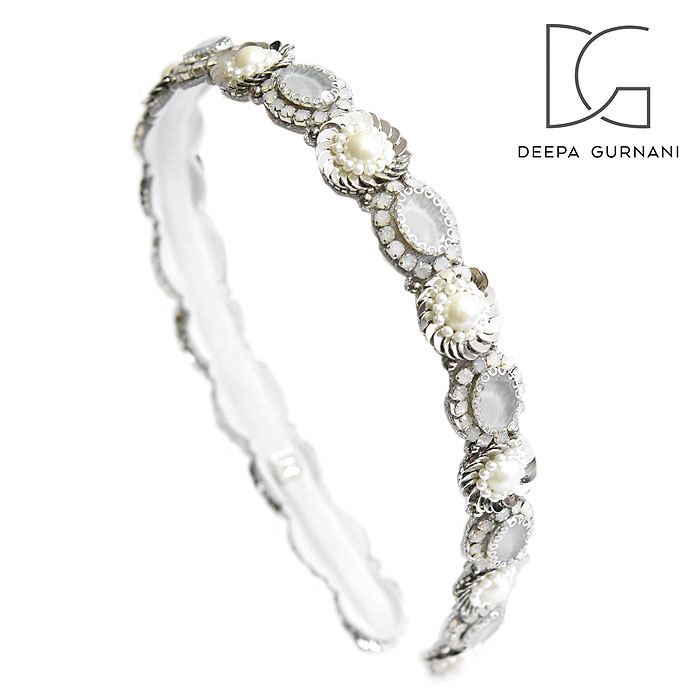 【待望の最新作】≪Deepa Gurnani≫ ディーパグルナニ クリスタル ビジュー パール カチューシャ ヘアバンド ヘッドドレス Crystal Bijou Adima Headband レディース ギフト プレゼント