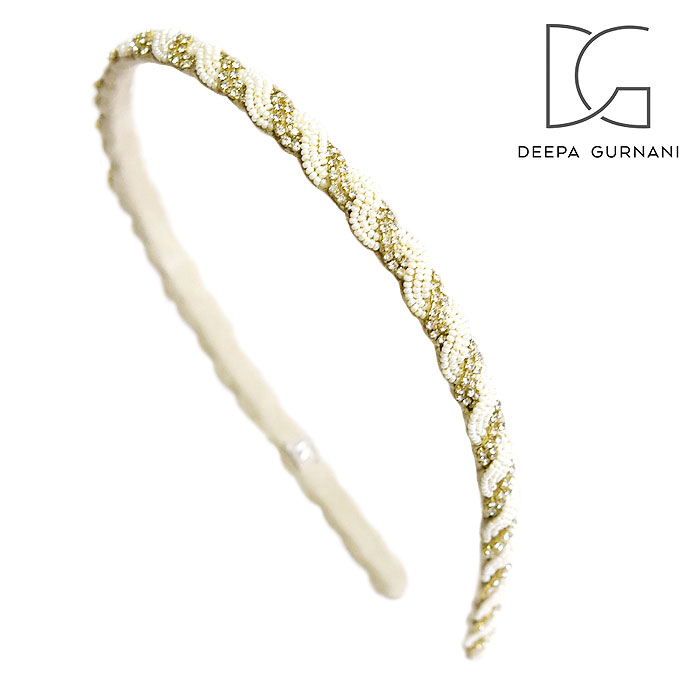 【待望の最新作】≪Deepa Gurnani≫ ディーパグルナニ クリスタル ビジュー ビーズ カチューシャ ヘアバンド ヘッドドレス Crystal Bijou Dita Headband レディース ギフト プレゼント