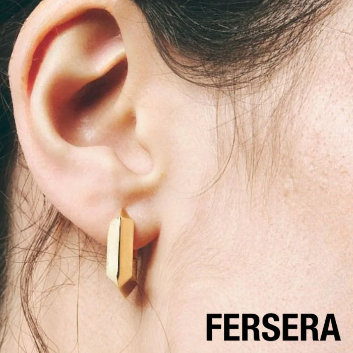 【LEE Oggi VERY 雑誌掲載】【待望の最新作】≪FERSERA≫ フェルセラ スクエア フープ ゴールド Vermeil ヴェルメイユ 高品質 バーメイル Sculptura Rectangle Earrings (Gold) レディース ギフト ラッピング