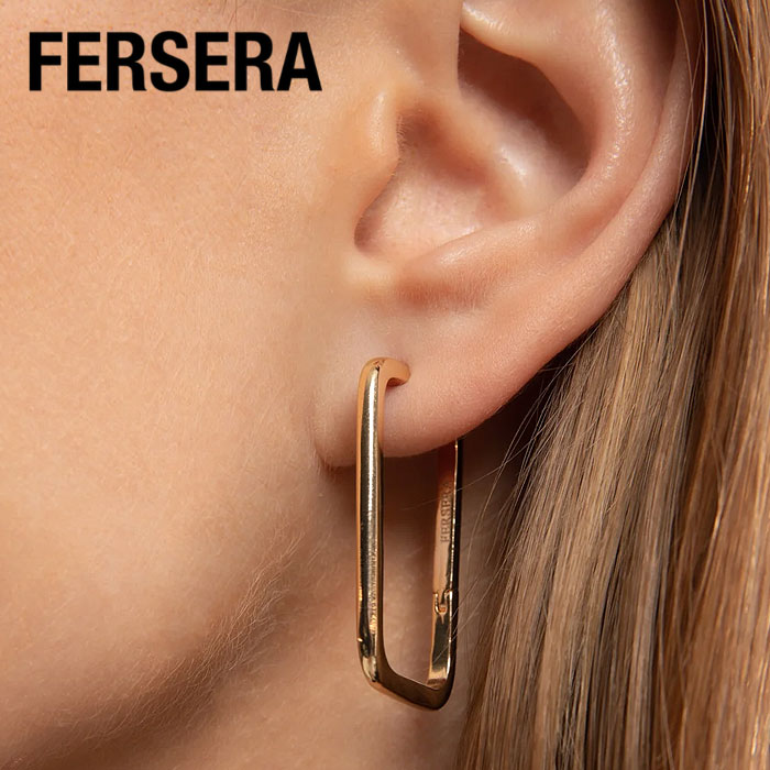 【STORY CLASSY BAILA 雑誌掲載】【待望の最新作】≪FERSERA≫ フェルセラ レクタングル 長方形 フープ ピアス ラージ Lサイズ ゴールド Vermeil ヴェルメイユ 高品質 バーメイル Erato Large Rectangle Earrings (Gold) レディース ギフト ラッピング