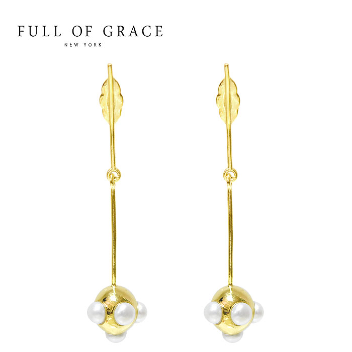 【待望の最新作】≪FULL OF GRACE≫ フルオブグレイス 小粒 パール 真珠 ボール ロング ピアス Popcorn Earrings (Gold) レディース ギフト ラッピング|ZUTTOHOLIC