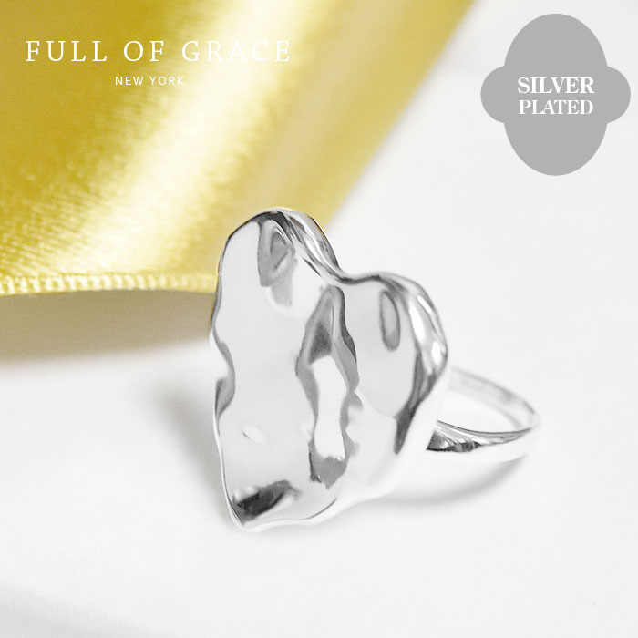 【待望の最新作】≪FULL OF GRACE≫ フルオブグレイス ハート モチーフ プレート ハンマード リング シルバー仕上げ バレエコア (Silver) レディース ギフト ラッピング|ZUTTOHOLIC