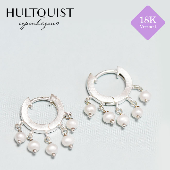 【待望の最新作】≪HULTQUIST copenhagen≫ フルトクイスト コペンハーゲン 小粒 パール 真珠 フープ ピアス シルバー SV925 Sedna Earrings (Silver) レディース ギフト ラッピング