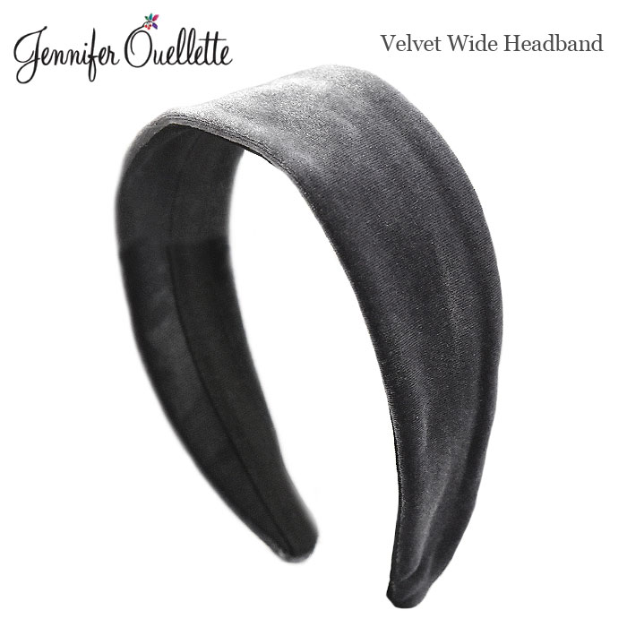 【訳あり商品】≪Jennifer Ouellette≫ ジェニファー オーレット グレー ベルベット 別珍 ベロア 素材 太い 幅広 カチューシャ ヘアバンド ヘッドバンド Velvet Wide HeadBand (Grey) レディース ギフト