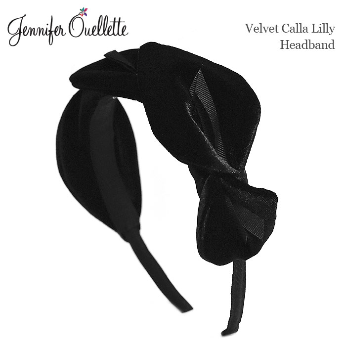 【待望の最新作】≪Jennifer Ouellette≫ ジェニファーオーレット ベルベット ベロア 別珍 ブラック 黒 リボン カチューシャ ヘアバンド ヘッドドレス Velvet Calla Lilly Headband (Black) レディース ギフト ラッピング|ZUTTOHOLIC