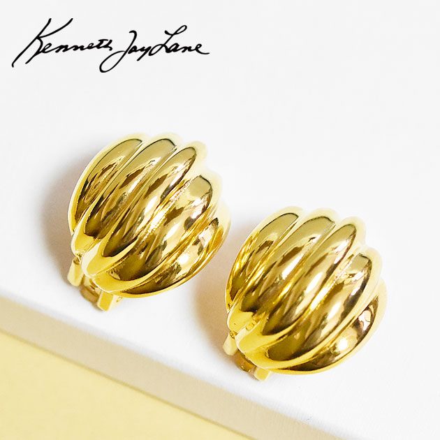 【待望の最新作】≪Kenneth Jay Lane≫ ケネス ジェイ レーン ボリューム ドーム ヴィンテージ イヤークリップ イヤリング Polished Ribbed Clip Earring (Gold) レディース ギフト ラッピング｜ZUTTOHOLIC 13,431円