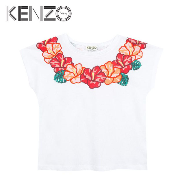 上質で快適 4歳 5歳 6歳 7歳 Kenzo ケンゾーハワイ柄 ハイビスカス レイ プリント フレンチスリーブ 半袖 Tシャツ カットソー ホワイト ハワイアン トップスhawai Floral T Shirt White キッズ 女の子 子供 新しいコレクション Www Lexusoman Com