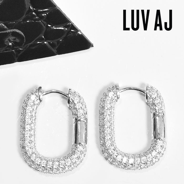 【CLASSY STORY 雑誌掲載】【再入荷】≪LUV AJ≫ ラブエージェイ ラージ オーバル 楕円形 ボリューム ビジュー クリスタル キュービックジルコニア 中折れ フープ ピアス Pave Chain Link Hoops (Silver) レディース ギフト ラッピング|ZUTTOHOLIC