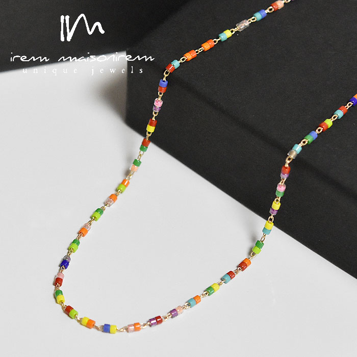 【待望の最新作】≪maison irem≫ メゾン アイレム 小粒 ビーズ ミックス カラフル マルチカラー ネックレス ゴールド Beat it Necklace (Mix) レディース ギフト ラッピング