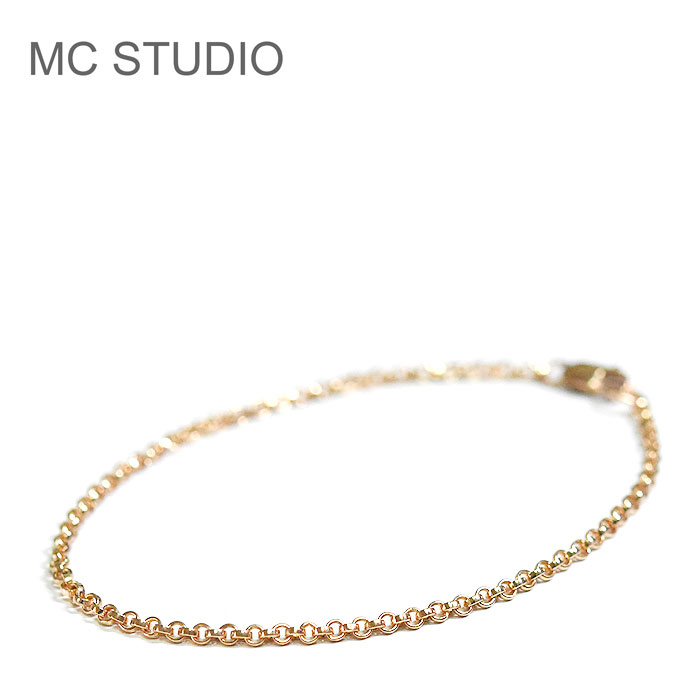 ≪MC STUDIO≫ エムシースタジオ サークル 丸 極細 華奢 ローズゴールド チェーン ブレスレット ピンクゴールド Circle Chain Bracelet (Rose Gold) レディース ギフト ラッピング
