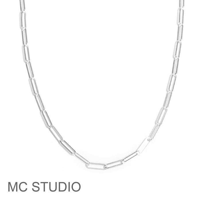 ≪MC STUDIO≫ エムシースタジオ 長方形 ラージ レクタングル 50cm チェーン シルバー ネックレス 楕円 長四角 SV925 Rectangle Chain Necklace (Silver) レディース ギフト ラッピング|ZUTTOHOLIC