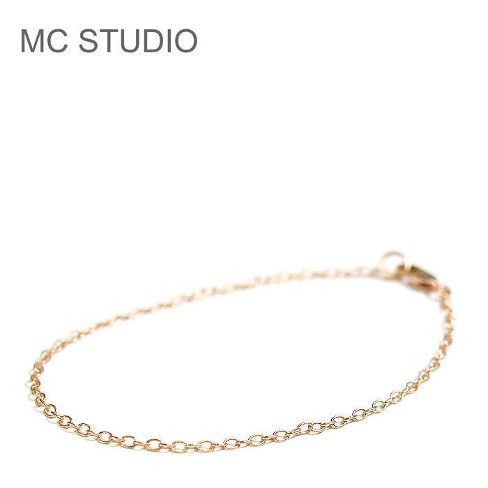 ≪MC STUDIO≫ エムシースタジオ サークル 丸 デザイン 極細 華奢 ローズゴールド チェーン ブレスレット ピンクゴールド Slim Circle Chain Bracelet (Rose Gold) レディース