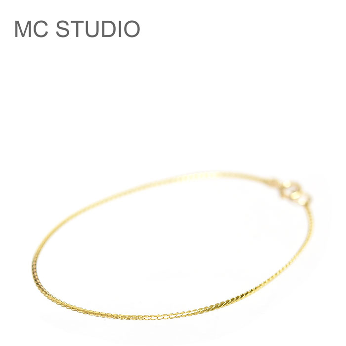 【待望の最新作】≪MC STUDIO≫ エムシースタジオ 華奢 細め スネーク チェーン ゴールド ブレスレット SV925 Snake Chain Bracelet (Gold) レディース ギフト ラッピング