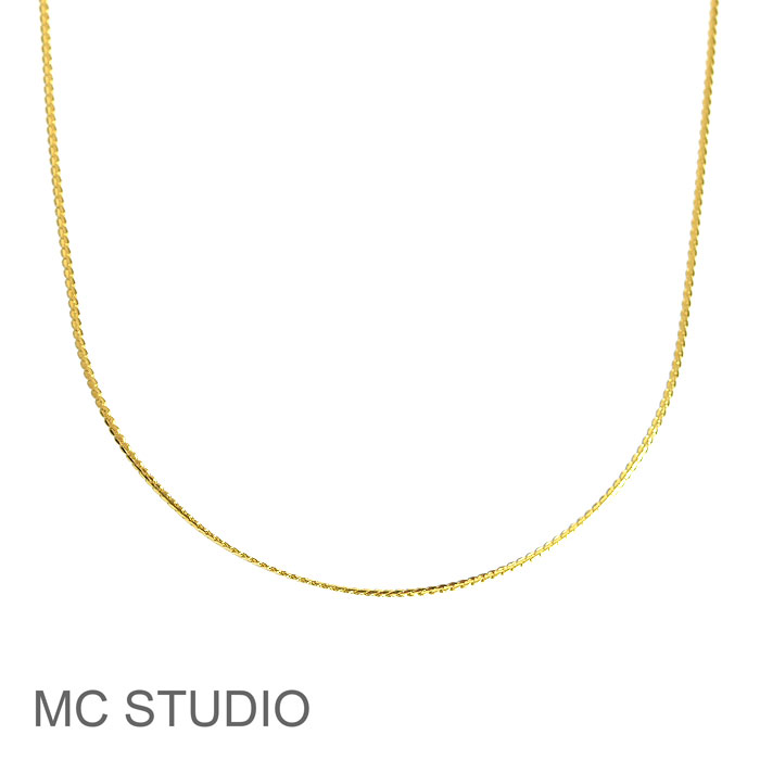 【山崎紘菜さん着用】【CLASSY 雑誌掲載】【待望の最新作】≪MC STUDIO≫ エムシースタジオ 約41cm 華奢 極細 スネーク チェーン ゴールド ネックレス Vermeil バーメイル Snake Chain Necklace (Gold)