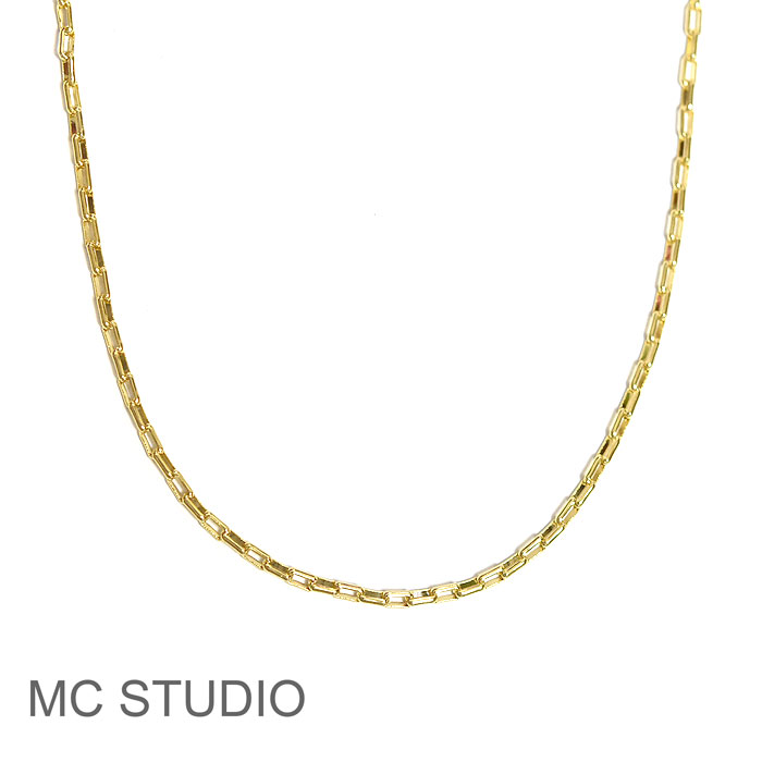 【待望の最新作】≪MC STUDIO≫ エムシースタジオ 約43cm レクタングル チェーン スクエア ゴールド ネックレス Wide Square Chain Necklace (Gold) レディース ギフト ラッピング