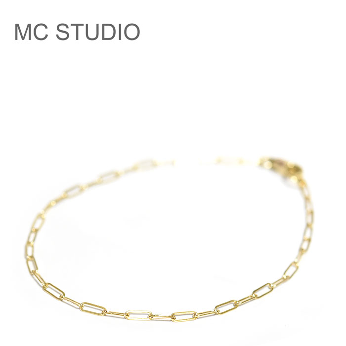 【再入荷】≪MC STUDIO≫ エムシースタジオ 長方形 レクタングル 楕円 極細 華奢 チェーン ブレスレット ゴールド Tiny Rectangle Chain Bracelet (Gold) レディース ギフト ラッピング｜ZUTTOHOLIC
