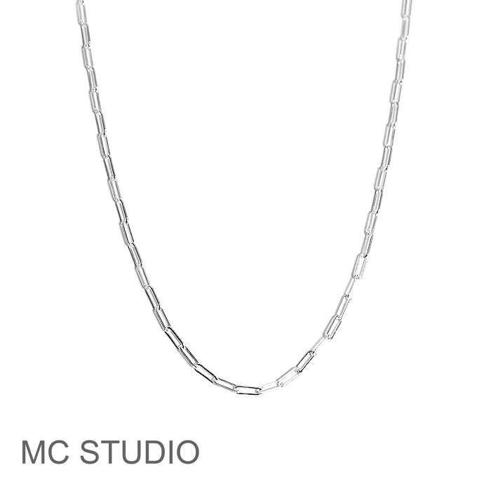 ≪MC STUDIO≫ エムシースタジオ 約38cm 長方形 極細 華奢 レクタングル チェーン シルバー ネックレス 楕円 長四角 SV925 Tiny Rectangle Chain Necklace (Silver) レディース ギフト ラッピング|ZUTTOHOLIC