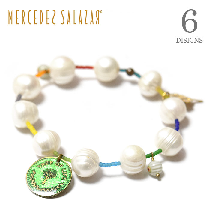≪MERCEDES SALAZAR≫ メルセデス サラザール 全6デザイン 真珠 パール カラフル ビーズ チャーム ブレスレット Pearl Bracelet (Gold) レディース ギフト ラッピング
