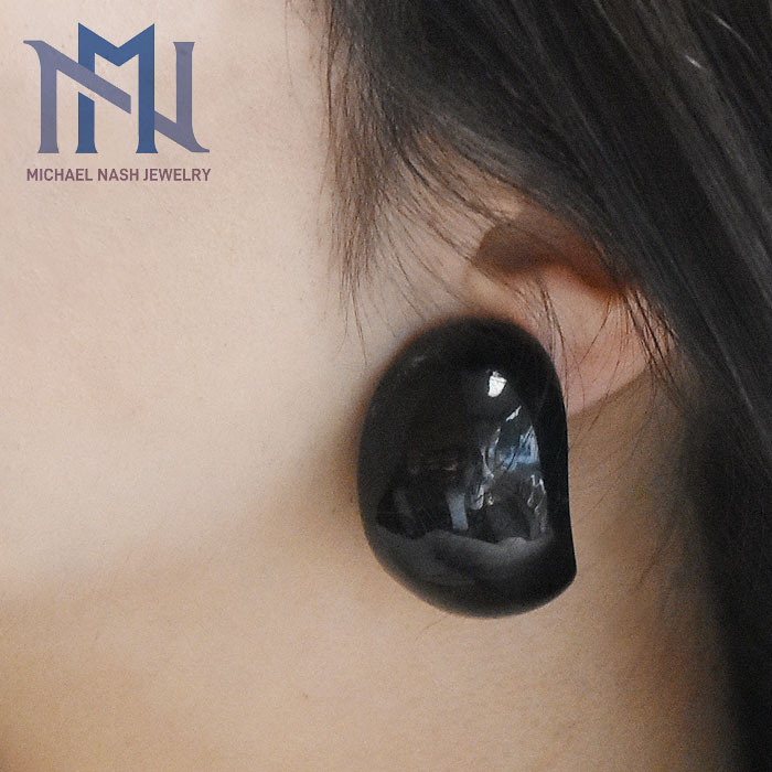 【待望の最新作】≪MICHAEL NASH JEWELRY≫ マイケルナッシュ ジュエリー ブラック 黒 ふっくら ラウンド セミフープ 樹脂 マーブル イヤークリップ イヤリング SALA Marbled Semi Hoop Clips (Gold) レディース ギフト ラッピング|ZUTTOHOLIC
